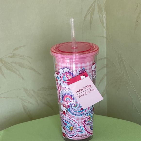 VERA BRADLEY HELLO KITTY DOUBLE WALL TUMBLER W/STRAW:NWT HELLO KITTY PAISLEY - Picture 4 of 15